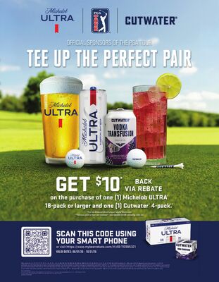 Michelob ULTRA 18-pack or larger and one (1) Cutwater 4-pack.