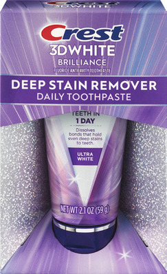 Crest 3D White Deep Stain Remover 2.1 oz, Brilliance, Whitening Therapy, Gum care or Clean Breath 3.8-4.8 oz toothpaste