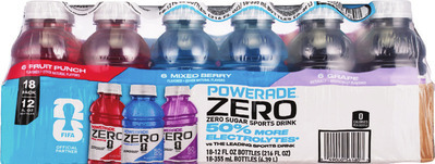 Powerade variety pack 18 pk., 12 oz or Jarritos variety pk. 12.5 oz bottles.