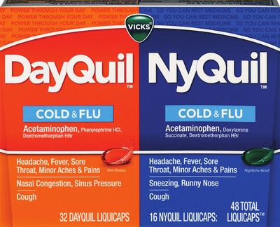 Vicks DayQuil/NyQuil regular strength, HBP, Diabetes combo pks., Sinex/VapoStick 2 pk. or VapoRub 6 oz.