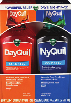 Vicks DayQuil/NyQuil regular strength, HBP, Diabetes combo pks., Sinex/ VapoStick 2 pk. or VapoRub 6 oz.