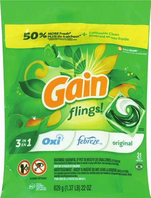 Tide evo 14-16 ct., Gain liquid 81 oz, plus 60 oz, fabric softener 72 oz, flings! 31-42 ct., super 18 ct., beads 10.7-12.2 oz or dryer sheets 240 ct.