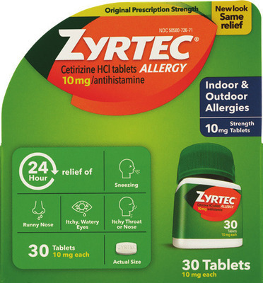 Adult Zyrtec 24-35 ct., children's 8 oz or 24 ct. (excludes ALL products with pseudoephedrine or ephedrine)