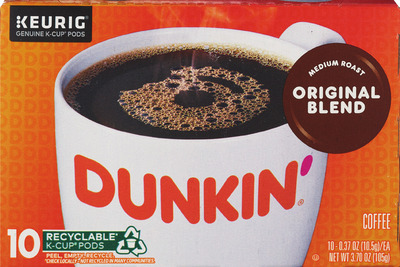 Dunkin' bag coffee 11-12 oz or K-Cups 10 ct.