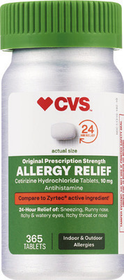 CVS Brand adult allergy relief (excludes ALL products with pseudoephedrine or ephedrine).