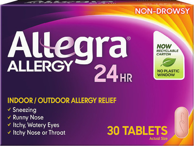 Adult Nasacort 120 sprays, Allegra 24 gelcaps, 30 tablets or Xyzal 35 ct. (excludes ALL products with pseudoephedrine or ephedrine).