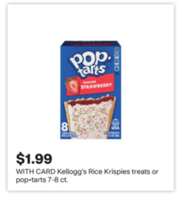 Kellogg's Rice Krispies treats or pop tarts 7-8 ct.