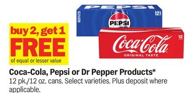 Coca-Cola, Pepsi or Dr Pepper Products*
