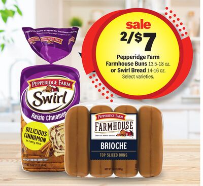 Pepperidge Farm Farmhouse Buns 13.5-18 oz. or Swirl Bread 14-16 oz.