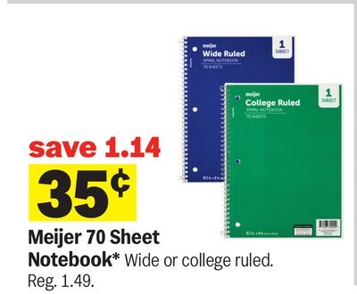 Meijer 70 Sheet Notebook*