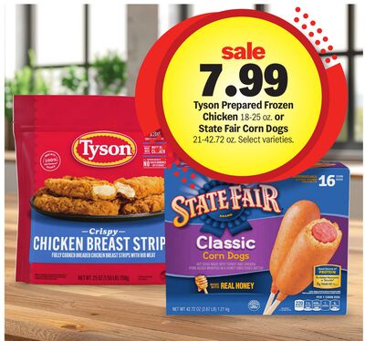 Tyson Prepared Frozen Chicken 18-25 oz. or State Fair Corn Dogs 21-42.72 oz.
