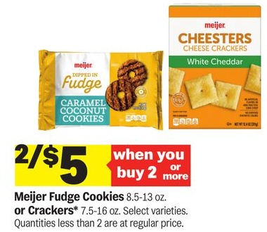 Meijer Fudge Cookies 8.5-13 oz. or Crackers* 7.5-16 oz.