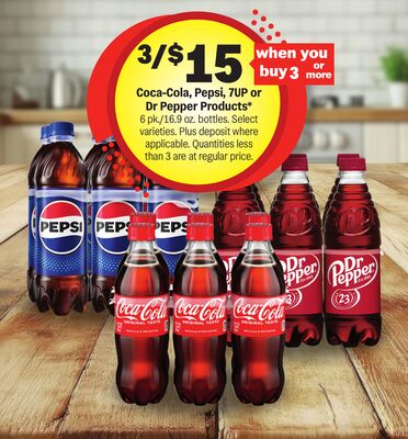 Coca-Cola, Pepsi, 7UP or Dr Pepper Products*