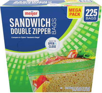 Meijer Freezer 60-75 ct., Storage 75-80 ct. and Sandwich Bags 225 ct.