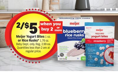 Meijer Yogurt Bites 1 oz. or Rice Rusks* 1.76 oz