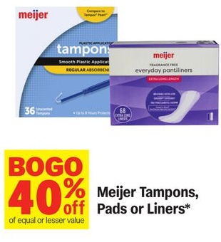 Meijer Tampons, Pads or Liners*