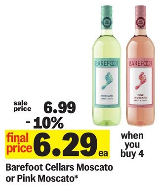 Barefoot Cellars Moscato or Pink Moscato*