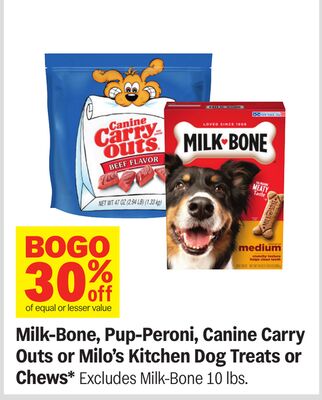 Milk-Bone, Pup-Peroni, Canine Carry Outs or Milo's Kitchen Dog Treats or Chews*