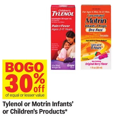 Tylenol or Motrin Infants' or Children's Products*
