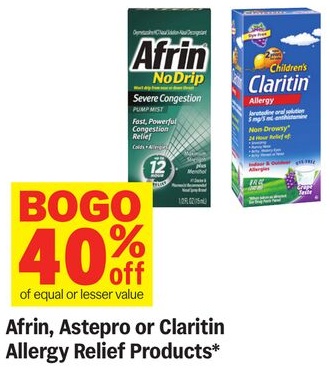 Afrin, Astepro or Claritin Allergy Relief Products*