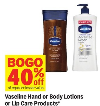 Vaseline Hand or Body Lotions or Lip Care Products*