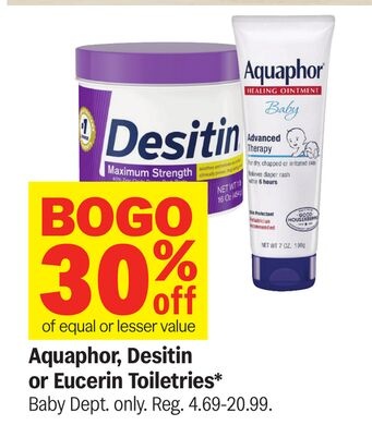 Aquaphor, Desitin or Eucerin Toiletries*