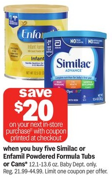 Similac or Enfamil Powdered Formula Tubs or Cans*