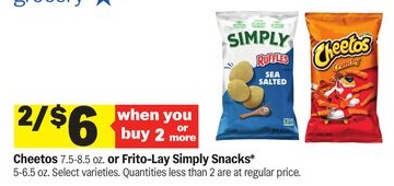 Cheetos 7.5-8.5 oz. or Frito-Lay Simply Snacks*