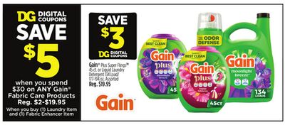 Gain® Plus Super Flings 45 ct. or Liquid Laundry Detergent 134 Load/ 177-194 oz. Assorted