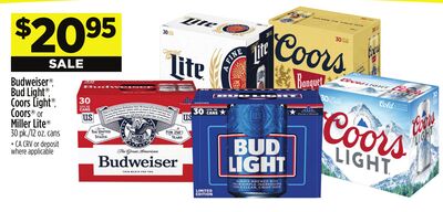 Budweiser®*, Bud Light®, Coors®* Lights or Miller Lite