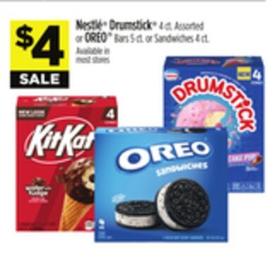 Nestle® Drumstick® 4 ct. Assorted or OREO® Bars 5 ct. or Sandwiches 4 ct.