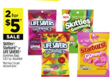 Skittles® Starburst® or LIFE SAVERS® Gummies Bags