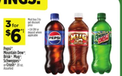 Pepsi®, Mountain Dew®, Brisk® Mug, Schweppes® or Crush®