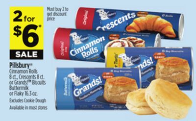 Pillsbury® Cinnamon Rolls 8 ct., Crescents 8 ct. or Grands!™ Biscuits Buttermilk or Flaky 16.3 oz.