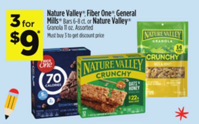 Nature Valley™ Fiber One® General Mills® Bars 6-8 ct or Nature Valley™ Granola 11 oz. Assorted
