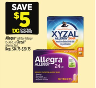 Allegra® All Day Allergy 15-30 ct. orXyzal® Allergy 35 ct.