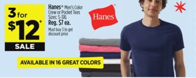 Hanes® Men's Color Crew or Pocket Tees