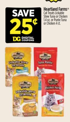 Heartland Farms® Cat Treats Lickable Stew Tuna or Purée Tuna or Chicken
