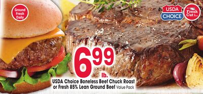 USDA Choice Boneless Beef Chuck Roast or Fresh 85% Lean Ground Beef Value Pack