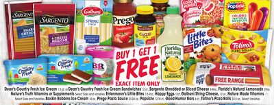Dean's Country Fresh Ice Cream 1.5 qt. or Dean's Country Fresh Ice Cream Sandwiches 12 ct., Sargento Shredded or Sliced Cheese 6-8 oz., Florida's Natural Lemonade 59 oz., Nature's Truth Vitamins or Supplements