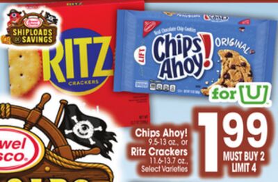 Chips Ahoy! 9513.0g or Ritz Crackers 1142.9g