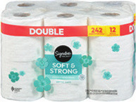 Signature Select Bath Tissue 6 ct. Mega Roll or 12 ct. Double Roll Facial Tissue 4 pk., or Brightly Paper Towels 6 ct.
