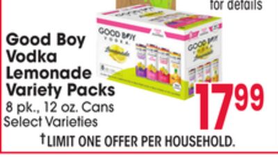 Good Boy Vodka Lemonade Variety Packs