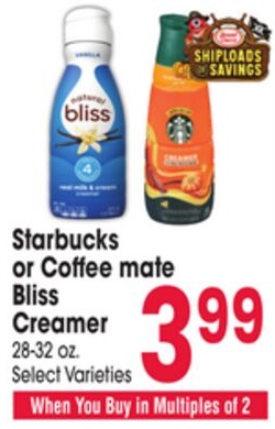 Starbucks or Coffee mate Bliss Creamer