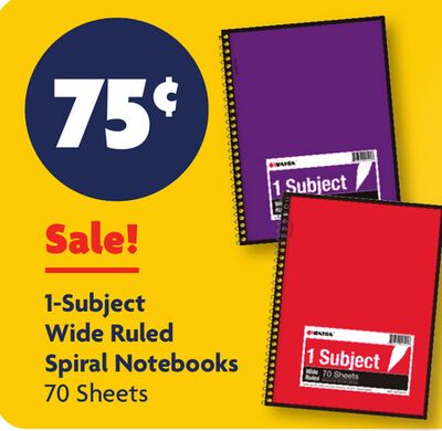 1‑Subject Wide Ruled Spiral Notebooks