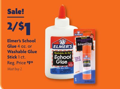 Elmer's School Glue 4 oz. or Washable Glue Stick 1 ct.