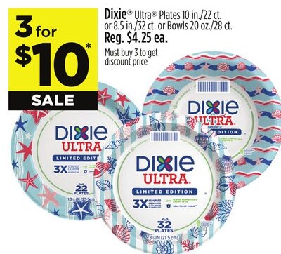 Dixie® Ultra® Plates 10 in./22 ct. or 8.5 in./32 ct. or Bowls 20 oz./28 ct.
