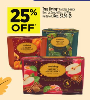 True Living Candles 2-Wick or Wax Melts