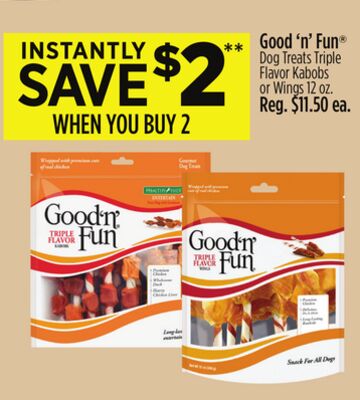 Good 'n' Fun Dog Treats Triple Flavor Kabobs or Wings