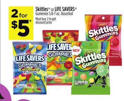 Skittles® or LIFE SAVERS® Gummies